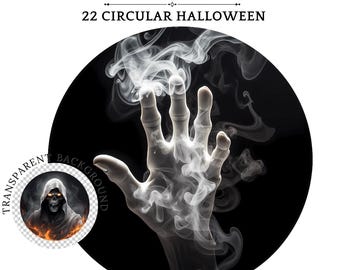 Halloween Monster Clipart: Spooky Circular Graphics Illustrations (Digital Download)