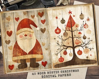 Rustic Christmas Junk Journal Kit: Vintage Ephemera (Digital Download)