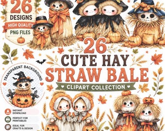 Scarecrow Clipart | Fall Harvest PNG (Digital Download
