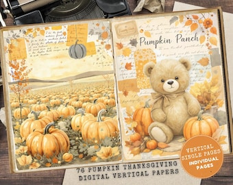 Pumpkin Junk Journal Kit: Herbst Ephemera zum Erntedankfest, Herbst Obstgarten Seiten (Digitaler Download)