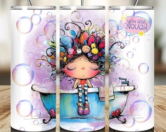 Quirky Girl Affirmations Tumbler Wrap: Positive Motivational Art for Sublimation PNG (Digital Download)