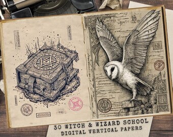 Witch & Wizard School Junk Journal Kit: Printable Magic Ephemera (Digital Download)