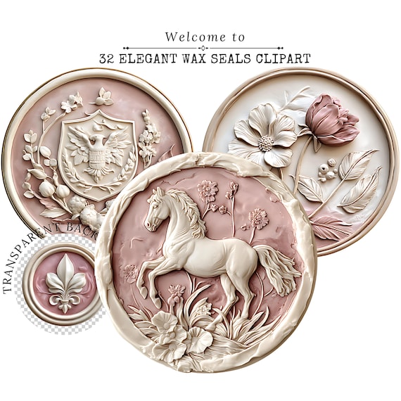 Watercolor Wax Seal Clipart: Elegant PNG Stamps (Digital Download)