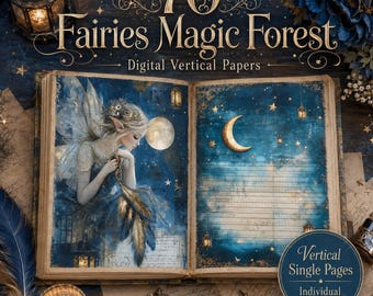 Kit de diario creativo de hadas: páginas imprimibles del bosque de hadas, elementos mágicos para scrapbooking (descarga digital)