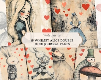 Alice in Wonderland Junk Journal Kit: Vintage Fairytale Ephemera (Digital Download)
