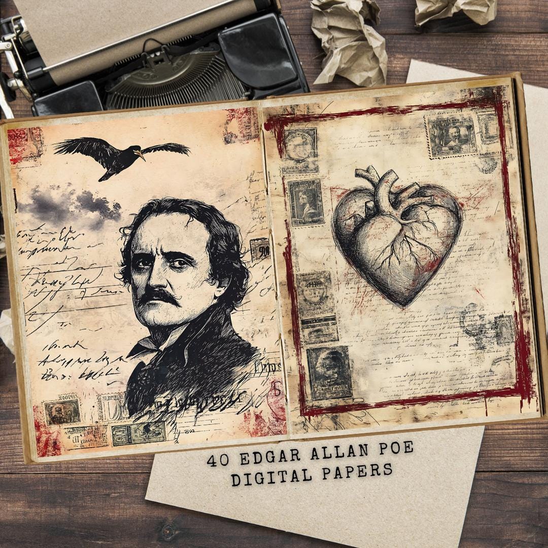 Edgar Allan Poe Junk Journal Kit: Victorian Gothic, Raven Theme ...