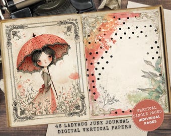 Nyckelpiga skräpjournalkit: Blomsterträdgårds-ephemera (digital nedladdning, kommersiellt bruk)
