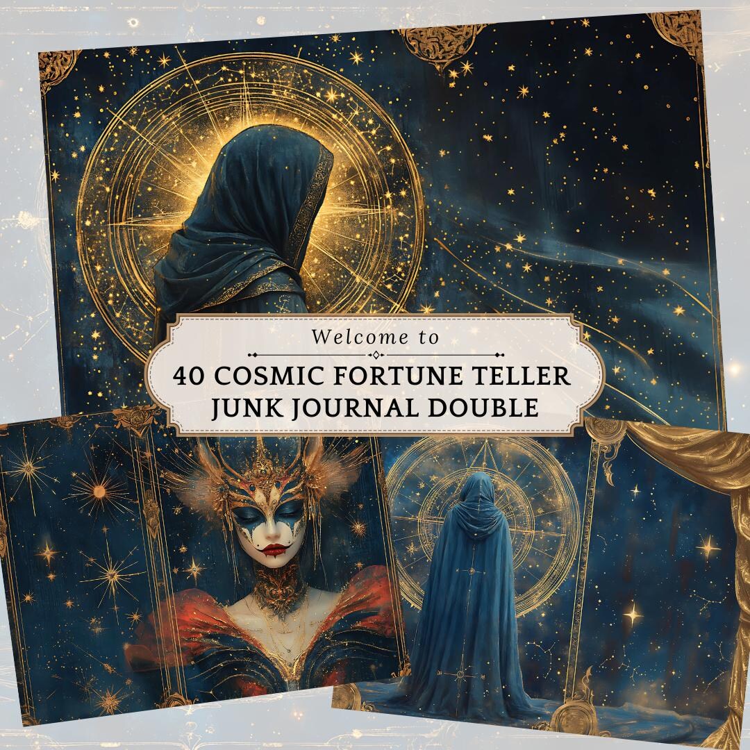 Cosmic Fortune Teller Junk Journal Kit: Vintage Tarot Cards (digital ...