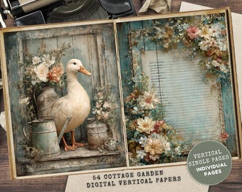 Cottage Garden Junk Journal Kit: Printable Floral Ephemera (Digital Download)
