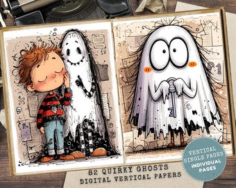 Quirky Ghost Junk Journal: Whimsical Funny Halloween Ephemera (Digital Download)
