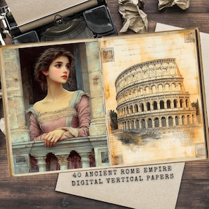 Ancient Rome Junk Journal Kit, afdrukbare digitale pagina's voor scrapbooking, vintage kunst, historische ephemera, Italië en Rome