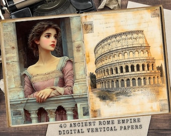 Ancient Rome Junk Journal Kit: Vintage Scrapbook Pages (Digital Download 8.5x11in JPGs)