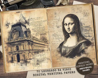 Leonardo da Vinci Junk Journal Pages: Vintage Historic Ephemera, Renascence Era (Digital Download)
