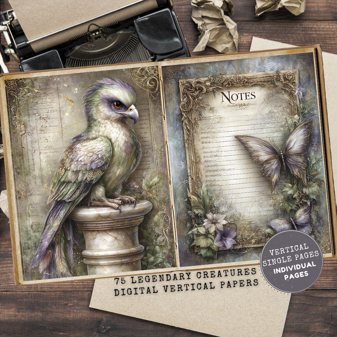Legendary Creatures Junk Journal Pages: Fantasy and Dragon Mythical ...