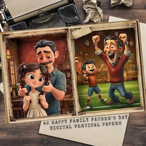 Happy Family Junk Journal Kit: Father&#39;s Day Printable Pages (Digital Download)
