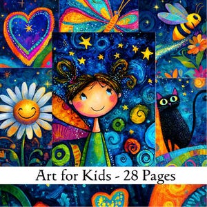 Colorful Kids Junk Journal: Folk Art Spring Scrapbook Pages (Digital Download)