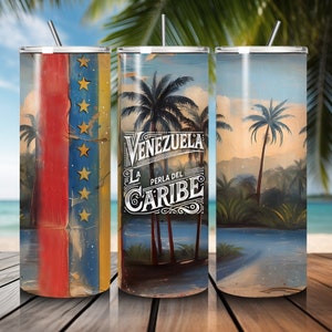 Venezuela Tumbler Wrap: Beach & Flag Design (Digital Download)