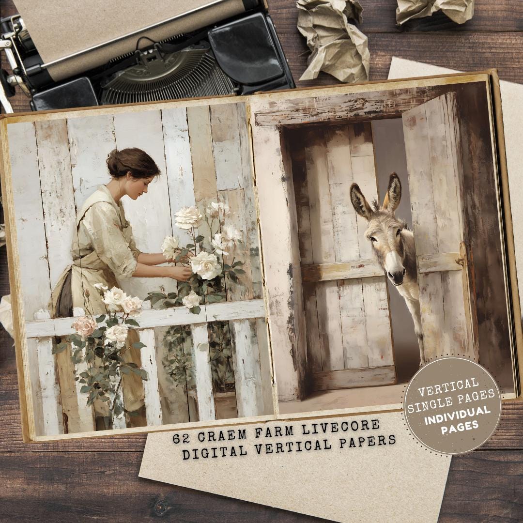 Farmhouse Junk Journal Kit: Cream Ivory Rustic Ephemera (digital ...