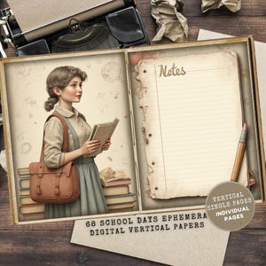 Back to School Ephemera: Printable Journal Pages with Teachers for Junk Journals (Digital Download)