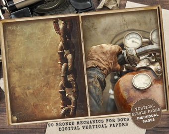 Masculine Junk Journal Papiere: Vintage Grunge Texturen, druckbare Seiten für Männer (digitaler Download)