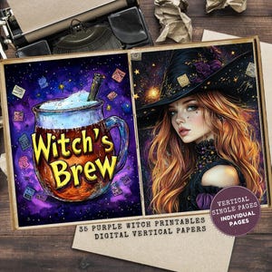 Green Witch Junk Journal Kit: Printable Pages for Scrapbooking and Junk Journals (Digital Download)