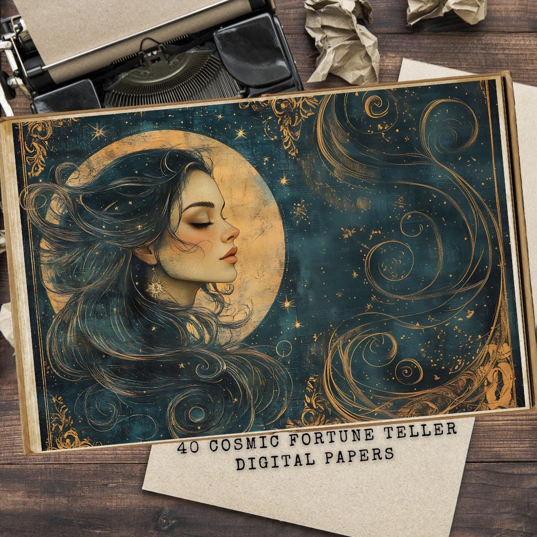Cosmic Fortune Teller Junk Journal Kit: Vintage Tarot Cards (digital ...