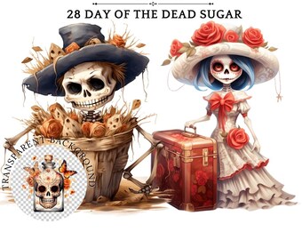 Day of the Dead Sugar Skull Clipart, Calavera Lady Illustration (PNG)