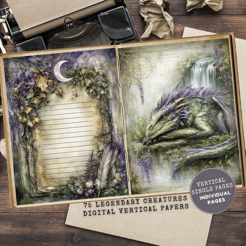 Legendary Creatures Junk Journal Pages: Fantasy and Dragon Mythical ...