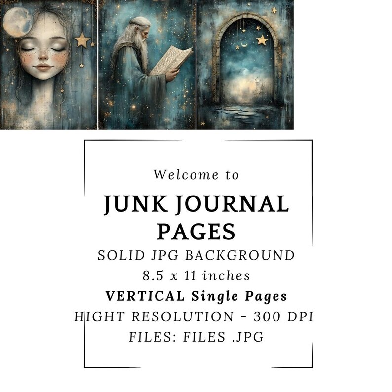 Starry Night Junk Journal Pages: Celestial Forest Printable Sheets ...
