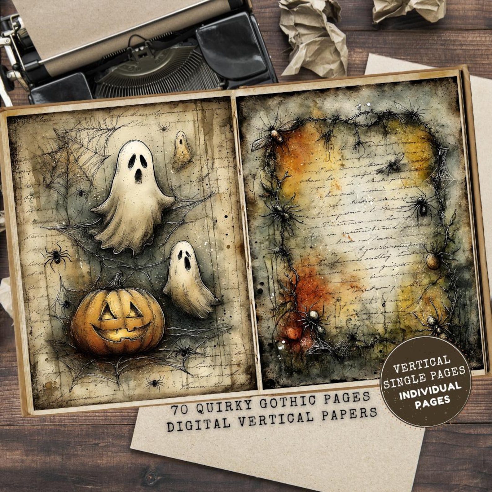 Quirky Gothic Junk Journal Pages: Funny Halloween Ephemera (digital ...