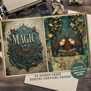 Sacred Pagan Junk Journal Kit: efemere groene heks (digitale download, JPG-bestanden 8,5 x 11&quot;)