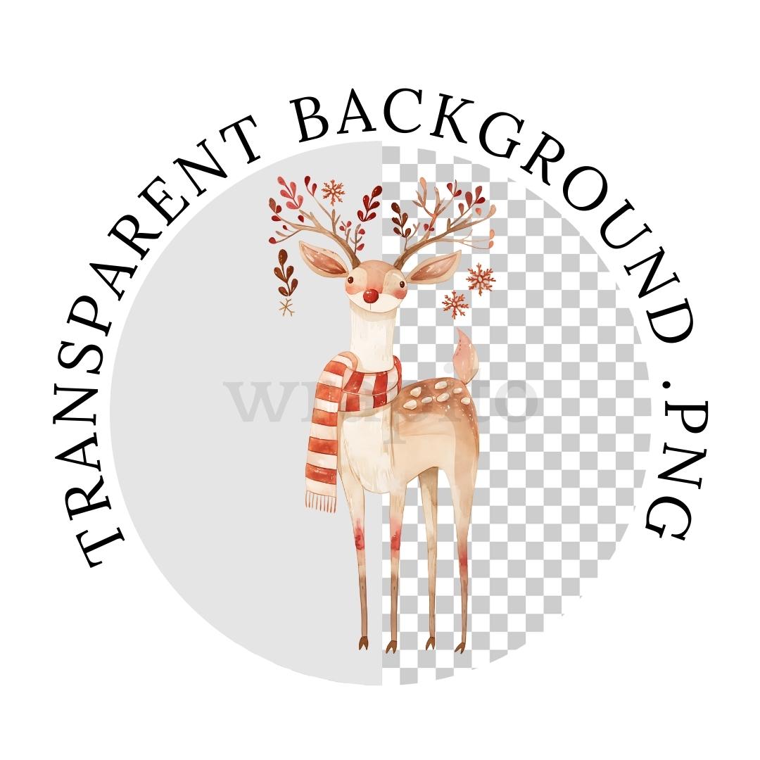 Watercolor Reindeer Clipart: Funny Christmas PNG Graphics (digital ...