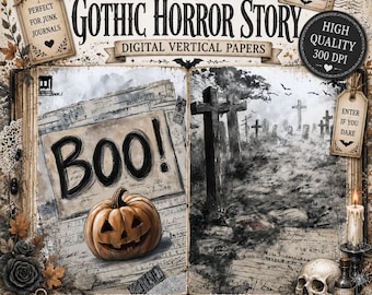 Haunted Houses Junk Journal Kit: Gothic Halloween Ephemera (Digital Download)