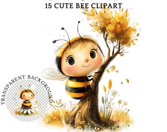 Bees PNG Clipart, Whimsical Digital Art (Instant Download)