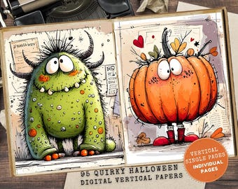 Quirky Halloween Junk Journal Kit: Funny Ephemera for Card Making and Crafting (Digital Download)