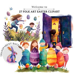 Folk Floral Easter Clipart Png Bundle: Watercolor Illustrations (Digital Download)