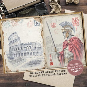Roman Ephemera: Printable Pages with Chinese Details for Cards or Junk Journals (Digital Download)