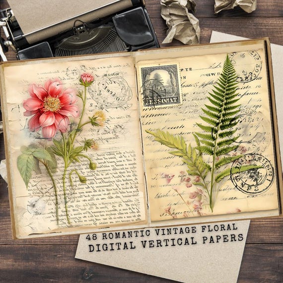 Floral Vintage Papers: Spring Garden Junk Journal Kit (Digital Download)