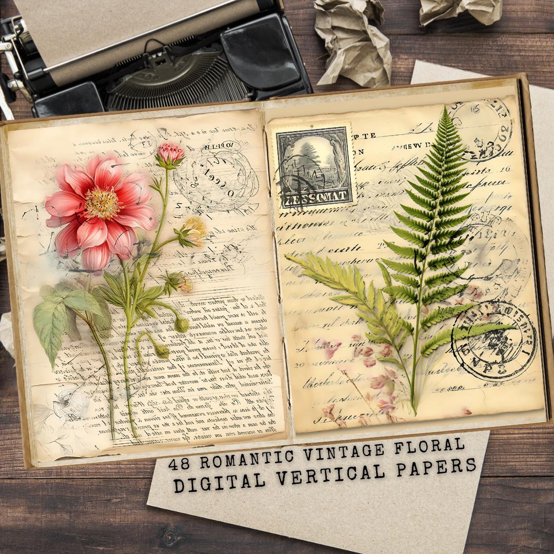 Floral Vintage Papers: Spring Garden Junk Journal Kit (digital Download ...