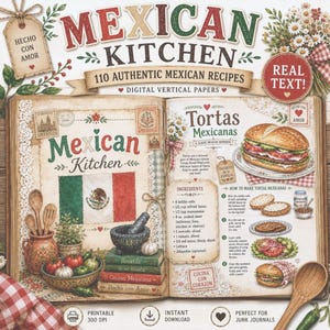 Mexikanisches Kochbuch, Mexikanische Rezeptseiten, Lateinische Küche Ephemera, Vintage Kulinarisches Printables