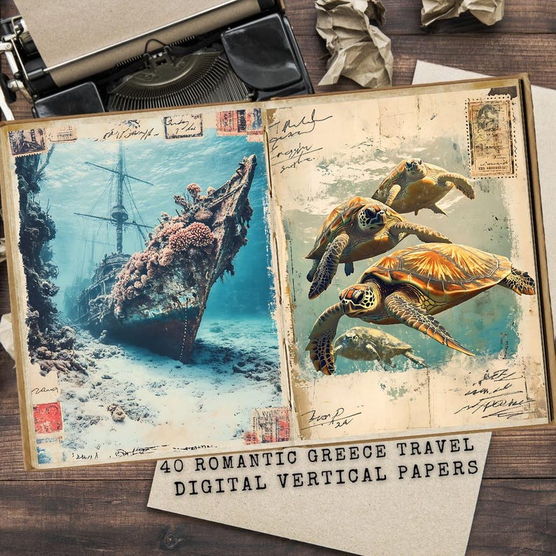 Greece Junk Journal Kit: Vintage Travel Scrapbook Ephemera (digital ...