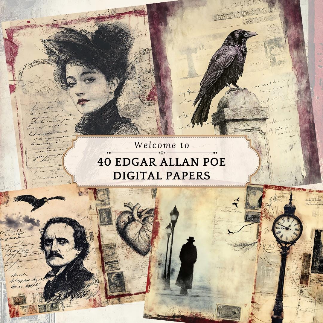 Edgar Allan Poe Junk Journal Kit: Victorian Gothic, Raven Theme ...