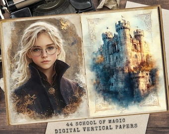 Wizard School Junk Journal Kit: Magic Ephemera, Collage Sheets (Digital Download)