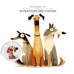 Frazzled Dog Clipart, Quirky Watercolor Puppy Art, Digital Download for Card Making, Scrapbooking, Junk Journaling, High-Quality PNG