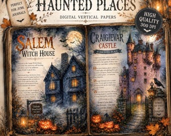 Haunted Places Journal Kit, Gothic Castle Pages, Haunted House Ephemera, Spooky Horror Stories, Printable