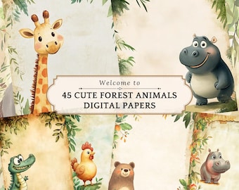 Watercolor Forest Animal Junk Journal Pages (Digital Download)