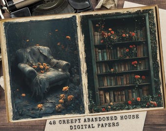 Creepy Abandoned House Digital Paper: Vintage Junk Journal Antique style Old-fashioned (Digital Download)
