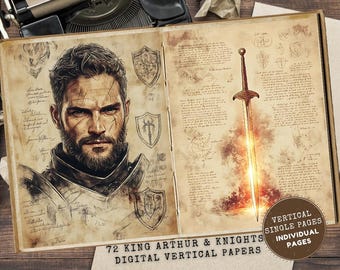 King Arthur and Medieval Knights Junk Journal Pages: Fantasy Ephemera (Digital Download)