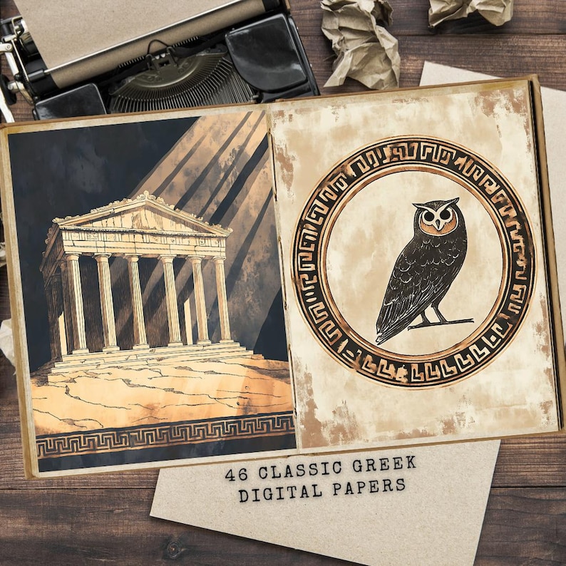 Greek Mythology Digital Paper: Ancient Symbols for Junk Journals ...