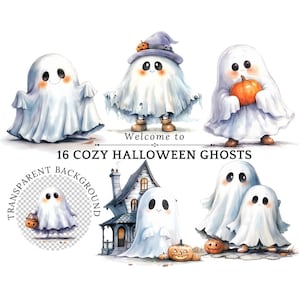 Halloween Ghost Clipart: Spooky Costume Ghosts (PNG Digital Download)
